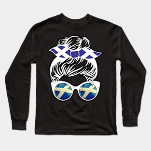 Scotland Football Messy Bun Long Sleeve T-Shirt